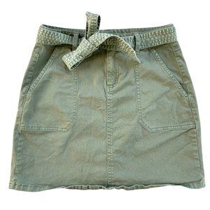 Vineyard Vines Mini Skirt 0 Green Stretch Belted Mini Cotton Stretch Safari